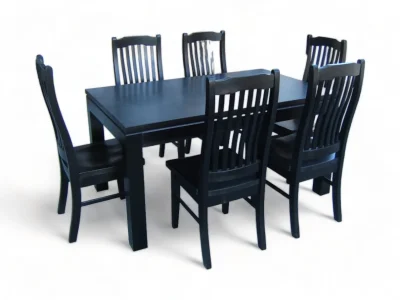 7 Piece Black Pine Dining Suite - Table and 6 Chairs