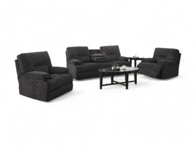 Maryland Fabric 3 Piece Lounge Recliner Suite - Dark Grey